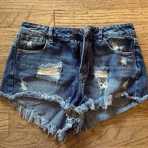 Ripped jean shorts